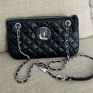 DKNY Quilted Leather Convertible Bag silver hardware crossbody